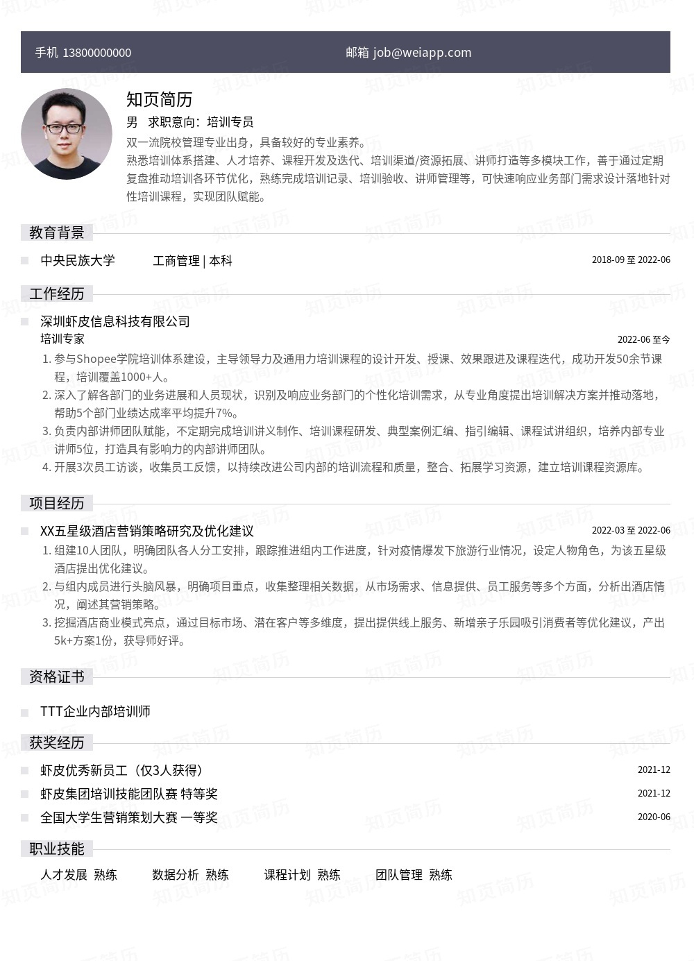 简历模板,个人简历模板大全,专业简历模板免费下载-知页简历