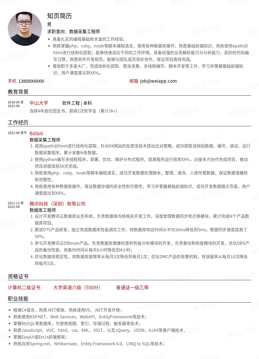 简历模板,个人简历模板大全,专业简历模板免费下载-知页简历