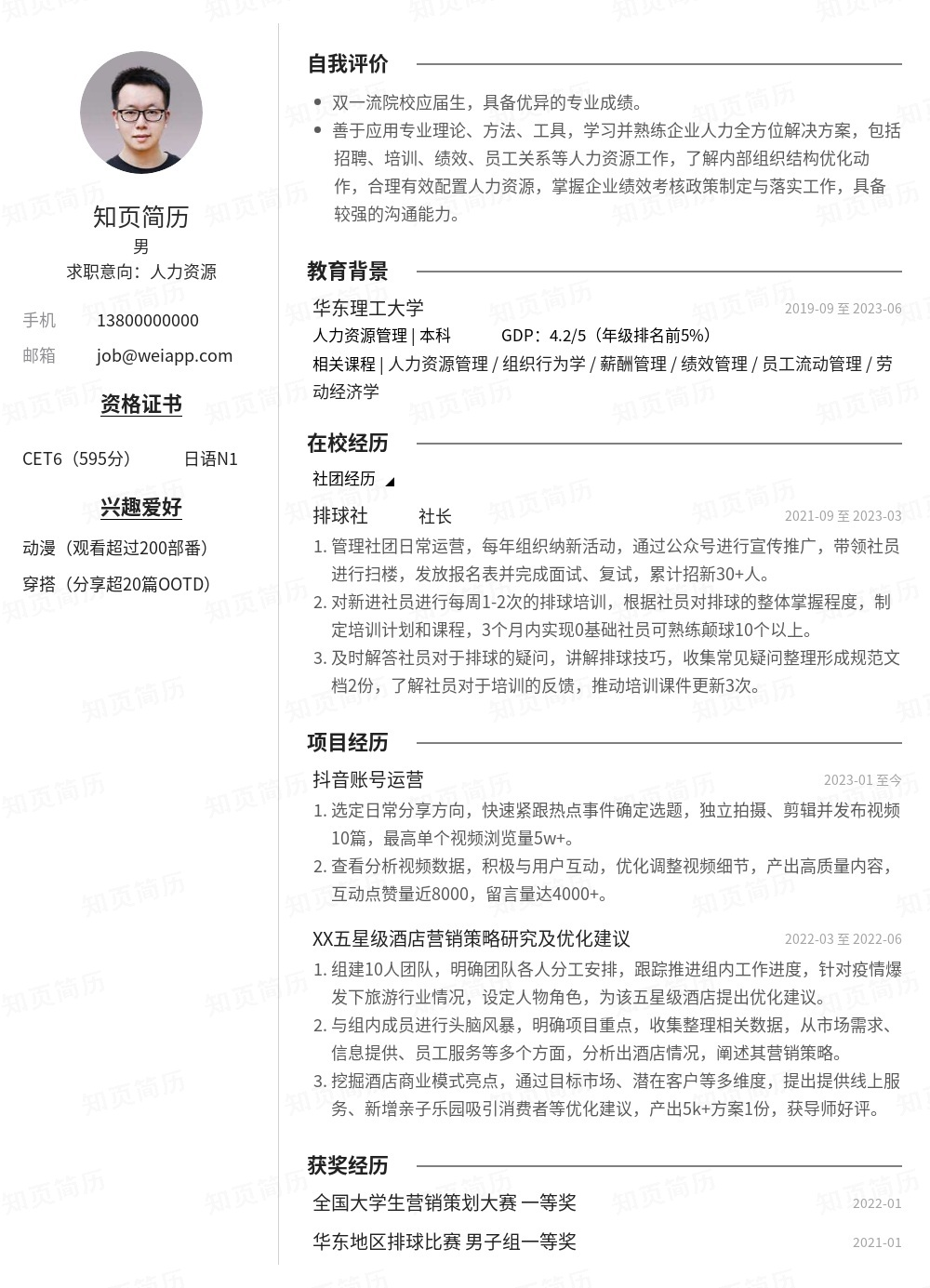 简历模板,个人简历模板大全,专业简历模板免费下载-知页简历